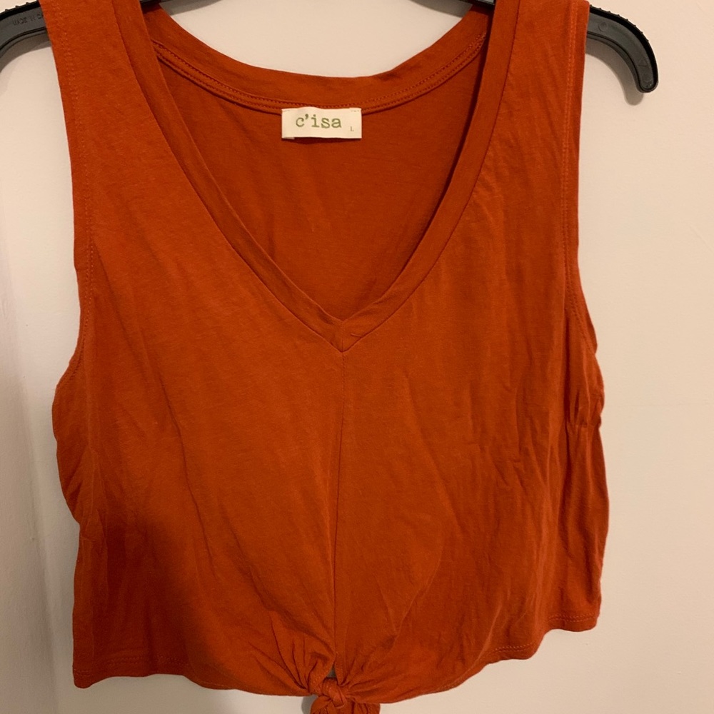 Rust Tank Top with Tie-Front